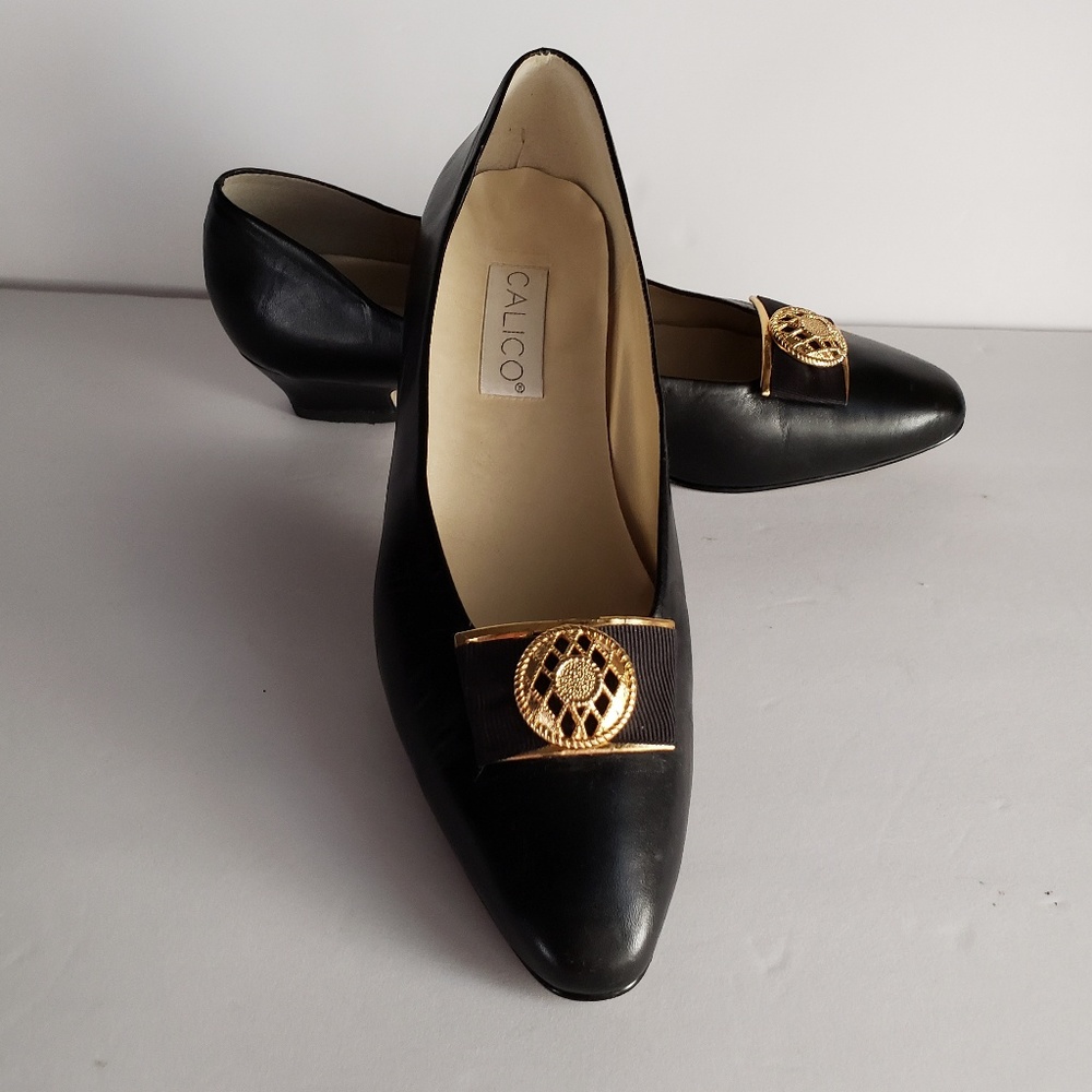 Vintage CALICO Leather Shoes Black Size 9 .5 S